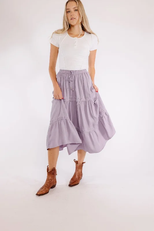 Women's Fringe A-Line Skirts-Easy Breezy Skirt in Lavender