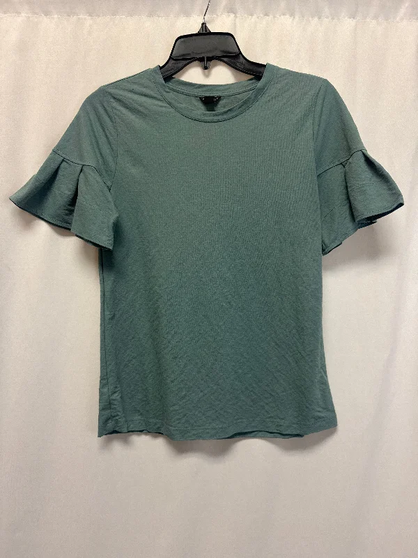 Women's Mock Neck Blouses-Top Short Sleeve By Ann Taylor In Blue, Size: Xs