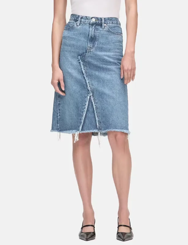 Women's Windproof Denim Skirts-Deconstructed Midi Skirt, Mabel