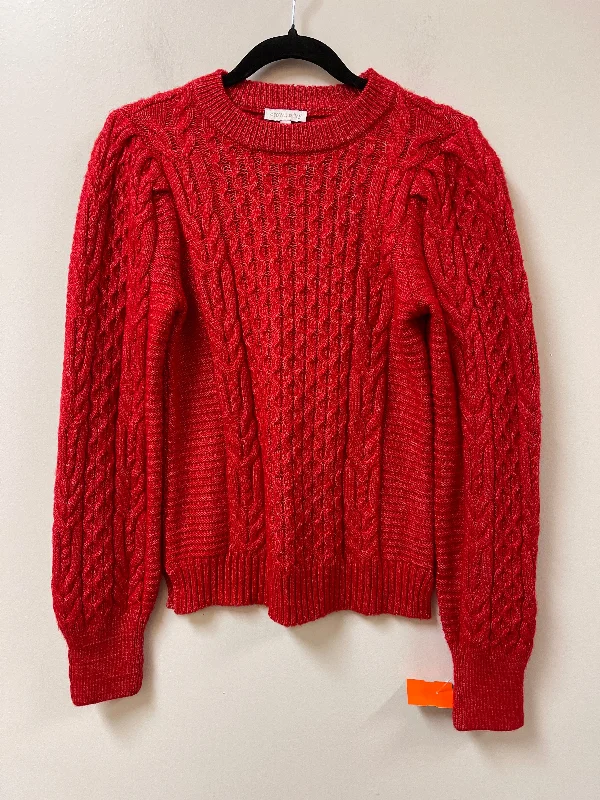 Women's Metallic Denim Pullovers-Sweater By Crown And Ivy In Red, Size: S