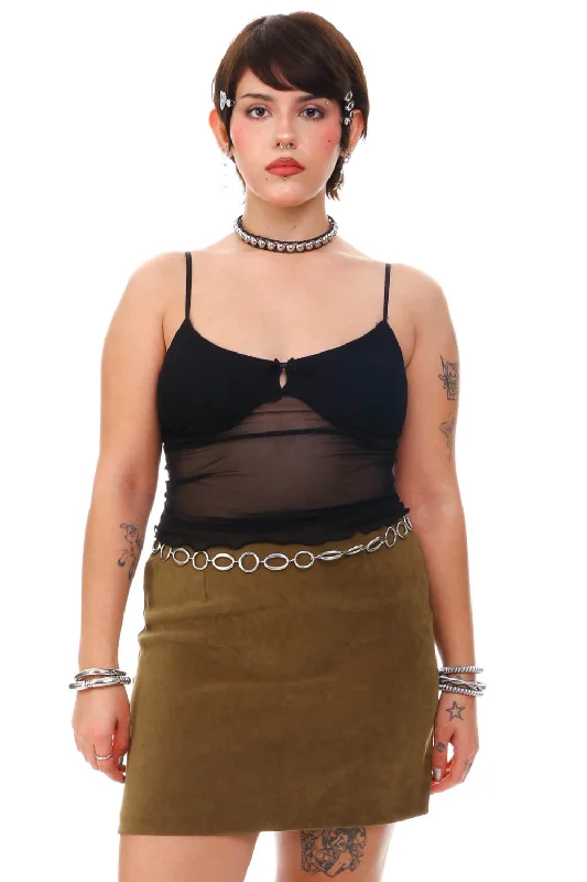 Women's Tulle A-Line Skirts-VIntage 90's XOXO Olive Green Skirt - M