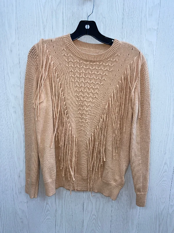 Women's Fringe Pleated Pullovers-Sweater By Clothes Mentor In Tan, Size: M