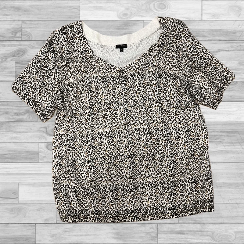 Women's Pintuck Shirts-Top Short Sleeve By Talbots In Animal Print, Size: 2x