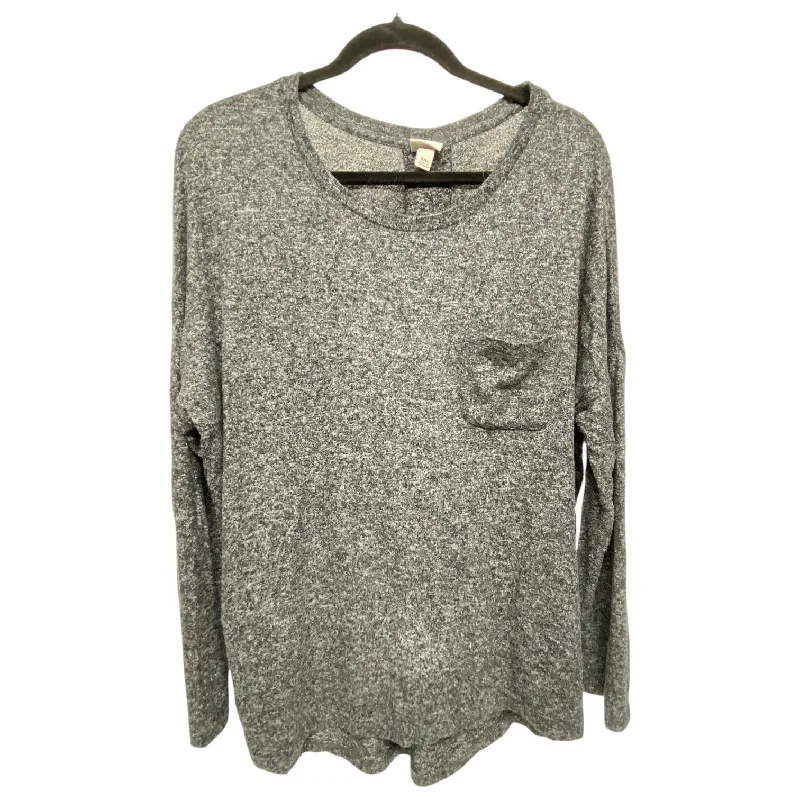 Women's Loose Fit Blouses-Top Long Sleeve By Merona In Grey, Size: Xxl