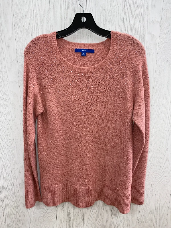 Women's Metallic Denim Pullovers-Sweater By Apt 9 In Rose, Size: M