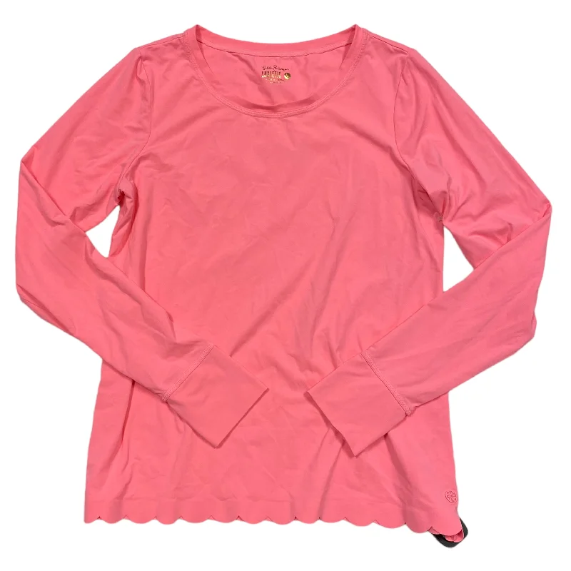 Women's Puff Sleeve Blouses-Pink Top Long Sleeve Designer Lilly Pulitzer, Size L