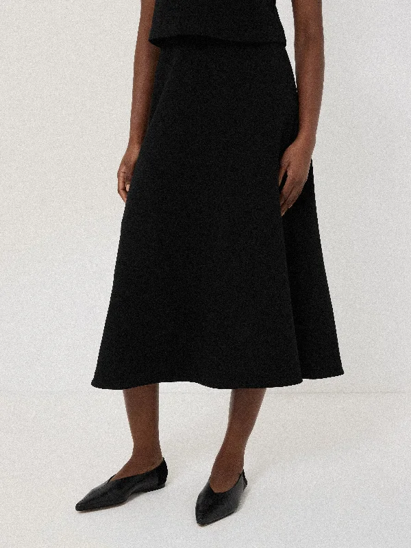 Women's Leather Skirts-Structured Jersey Skirt | Black