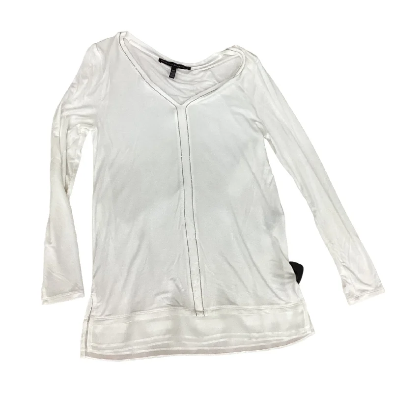 Women's Pointed Collar Shirts-Cream Top Long Sleeve Designer White House Black Market, Size Xs