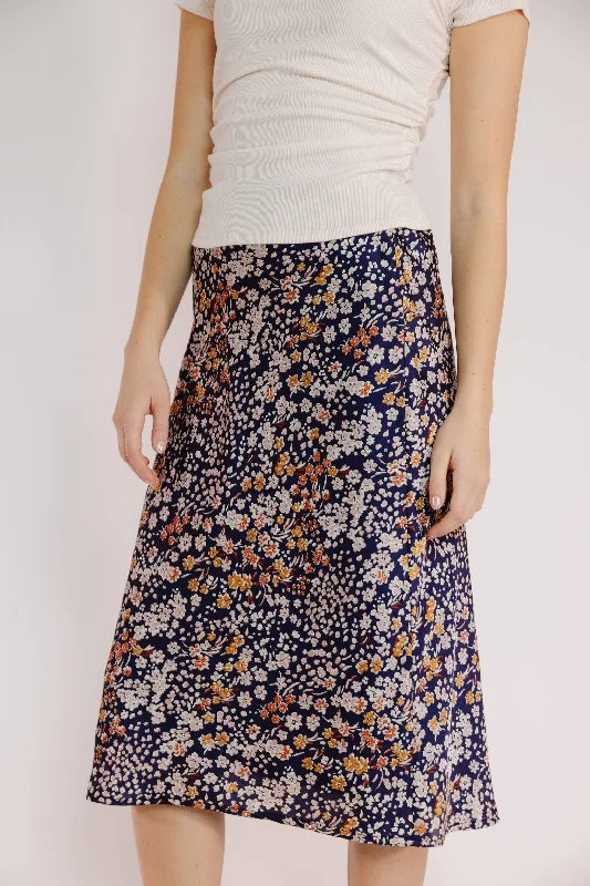 Women's Tulle Pencil Skirts-Brandy Skirt in Navy Floral