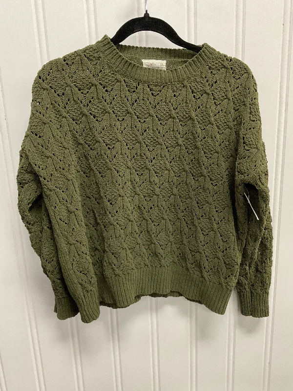 Women's Back-Open Pullovers-Sweater By Poof In Green, Size:S