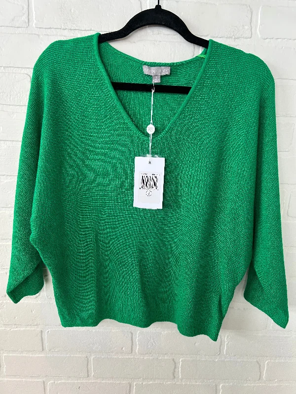 Women's High-Low Pullovers-Sweater By Evolution In Green, Size: S