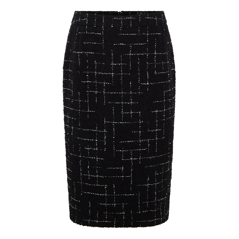 Women's Low-Waisted A-Line Skirts-Hope Tailored Glitter Check Wool Skirt