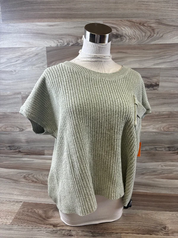 Women's Metallic Ruffle Pullovers-Sweater Short Sleeve By Clothes Mentor In Green, Size: Xl