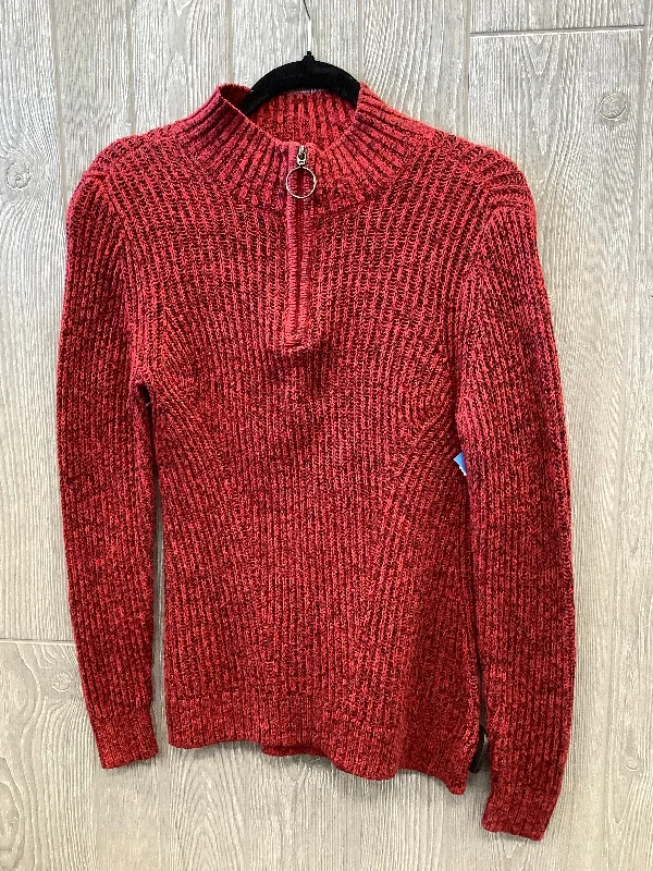 Women's Low-Waisted Pleated Pullovers-Sweater By Christopher And Banks In Red, Size: S