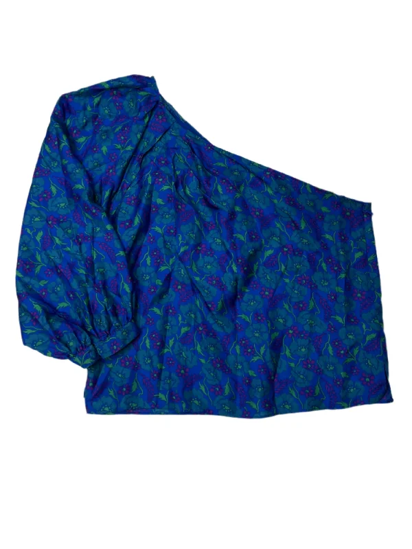 Women's Round Neck Blouses-Top Long Sleeve Designer By Veronica Beard In Blue Green, Size: S