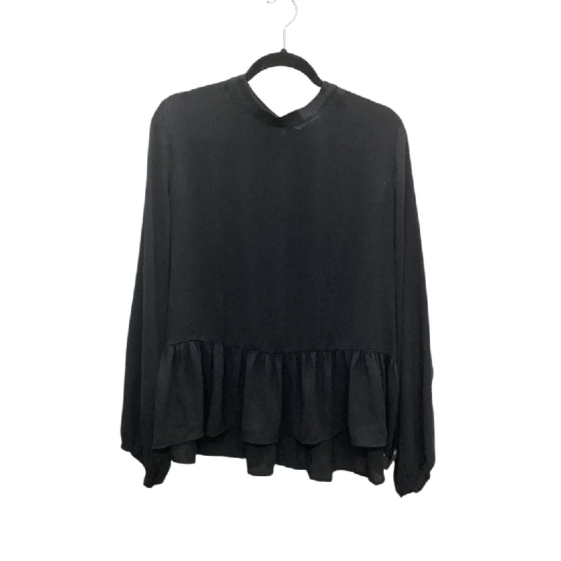 Women's Scoop Neck Blouses-Top Long Sleeve By Loft In Black, Size: Xl