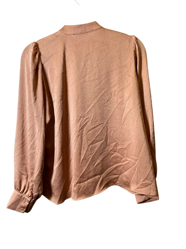 Women's Tie-Front Blouses-Top Long Sleeve By Zara In Bronze, Size: S