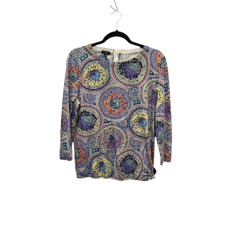 Women's Collared Blouses-Top Long Sleeve By Talbots In Multi-colored, Size: L