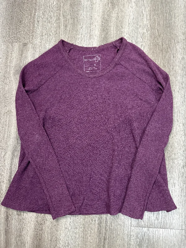 Women's Tie Detail Blouses-Top Long Sleeve By We The Free In Purple, Size: M