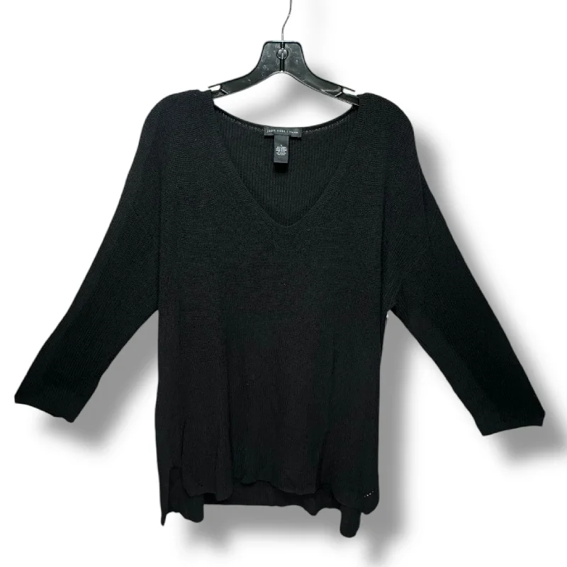 Women's Turtleneck Pullovers-Sweater By Joan Vass In Black, Size: L