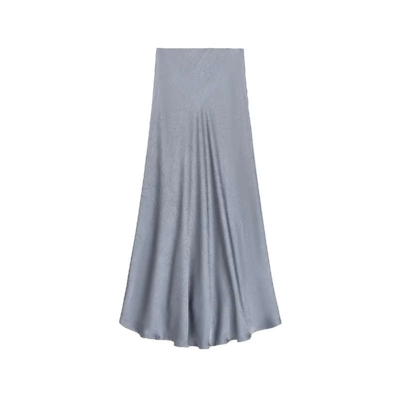 Women's Button-Front Floral Skirts-Crinkle Slip Skirt | Gray [Final Sale]