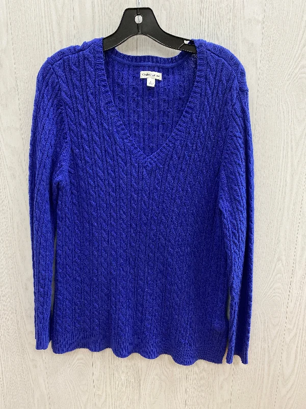 Women's Crew Neck Pullovers-Sweater By Croft And Barrow In Blue, Size: L