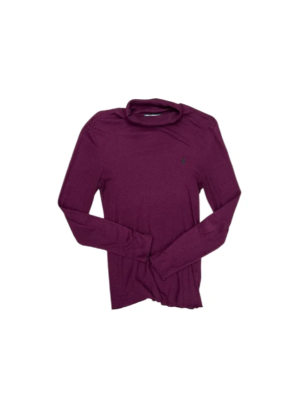 Women's Collarless Shirts-Top Long Sleeve By Ralph Lauren In Purple, Size: L