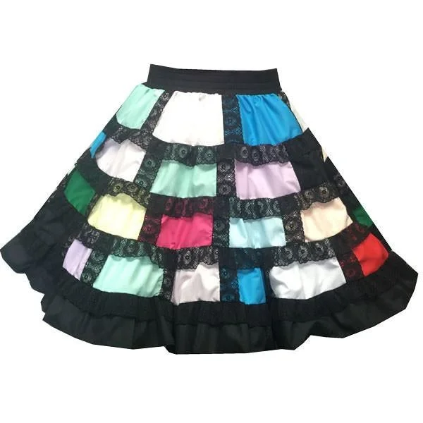 Women's Business Skirts-Patchwork Square Dance Skirt