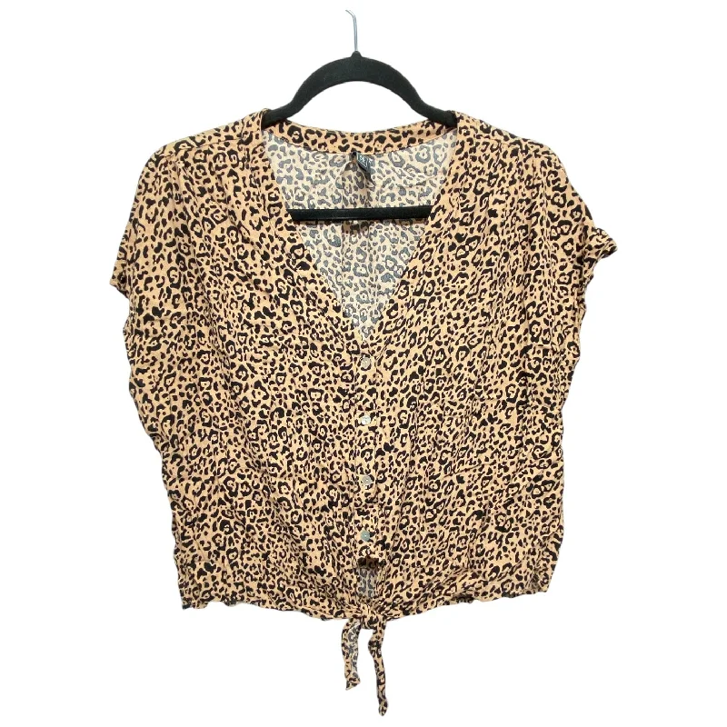 Women's Square Neck Shirts-Top Short Sleeve By Alya In Animal Print, Size: Xl