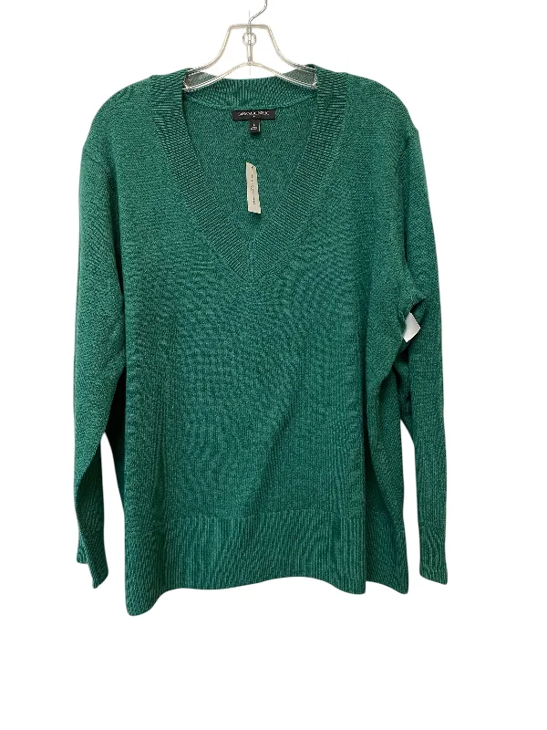 Women's Solid Color Pullovers-Sweater By Banana Republic In Green, Size: L