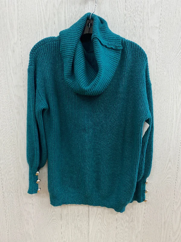 Women's Zip-Up Pencil Pullovers-Sweater By Clothes Mentor In Teal, Size: L