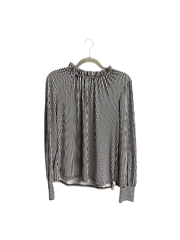 Women's Ruffle Cuff Blouses-Top Long Sleeve By Adrianna Papell In Striped Pattern, Size: M