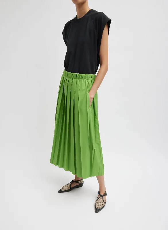 Women's Windproof Denim Skirts-Nylon Pleated Pull On Skirt