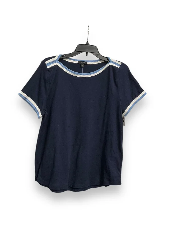 Women's Stretch Blouses-Top Short Sleeve Basic By J. Crew In Blue, Size: L