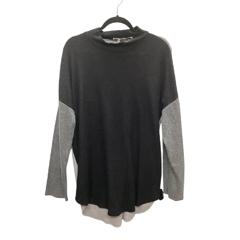 Women's Silk Blouses-Top Long Sleeve By Calvin Klein In Black, Size: Xl