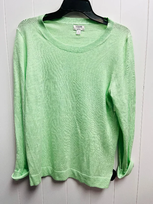 Women's Lace Pleated Pullovers-Sweater By J. Crew In Green, Size: L