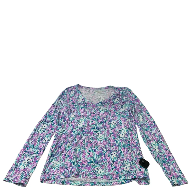 Women's Layered Blouses-Top Long Sleeve Designer By Lilly Pulitzer In Blue & Purple, Size: M