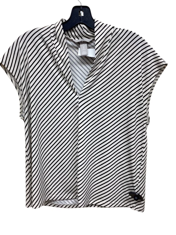 Women's Jersey Blouses-Top Short Sleeve By H&m In Striped Pattern, Size: S