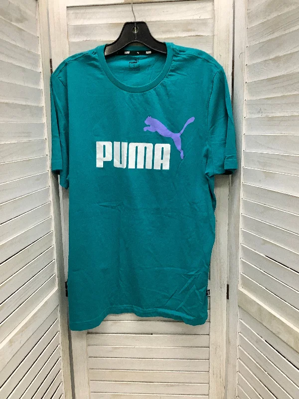 Women's Button Down Shirts-Top Short Sleeve By Puma In Teal, Size: Xl