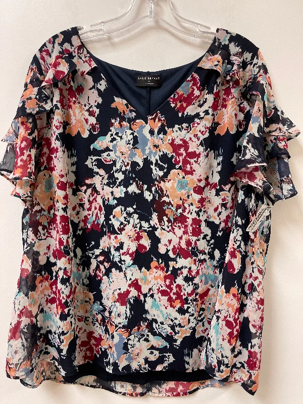 Women's Bow Front Blouses-Top Short Sleeve By Lane Bryant In Floral Print, Size: Xl