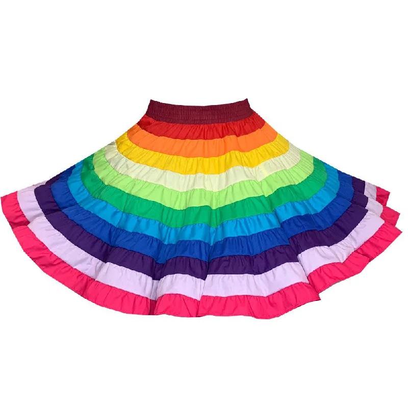 Women's Stylish Skirts-Rainbow Square Dance Skirt