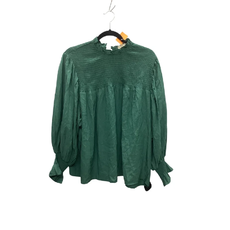 Women's Relaxed Shirts-Top Long Sleeve By Entro In Green, Size: M