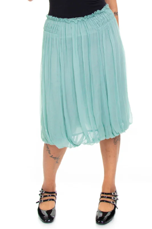 Women's Soft Skirts-Vintage Y2K Pale Blue Slik Skirt - M/L/XL