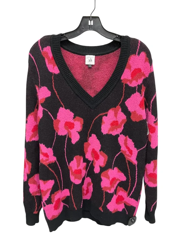 Women's Party Pullovers-Sweater By Cabi In Black & Pink, Size: M