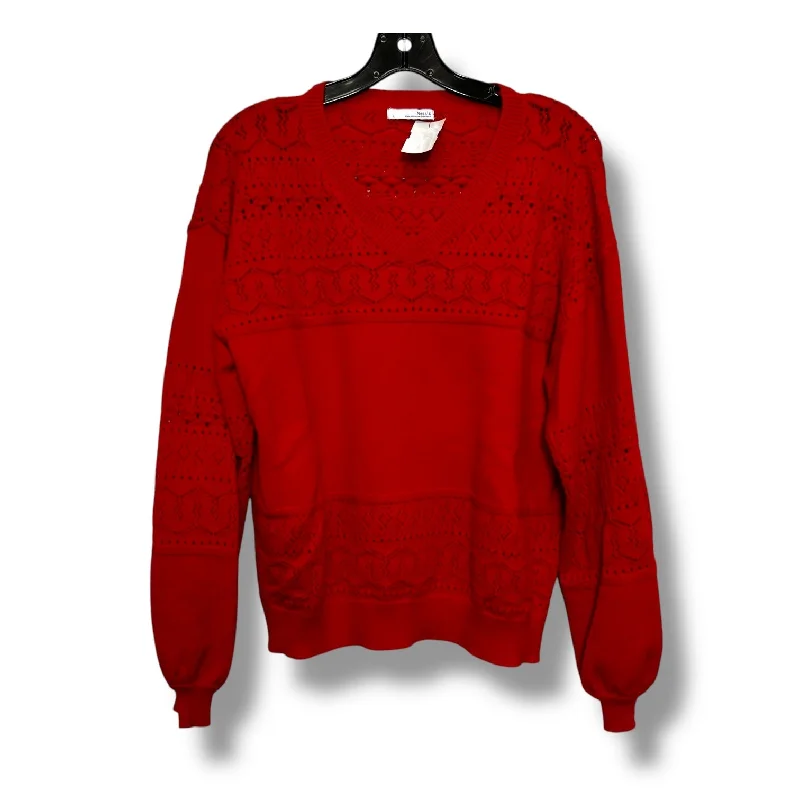 Women's V-Neck Pullovers-Sweater By Clothes Mentor In Red, Size: L