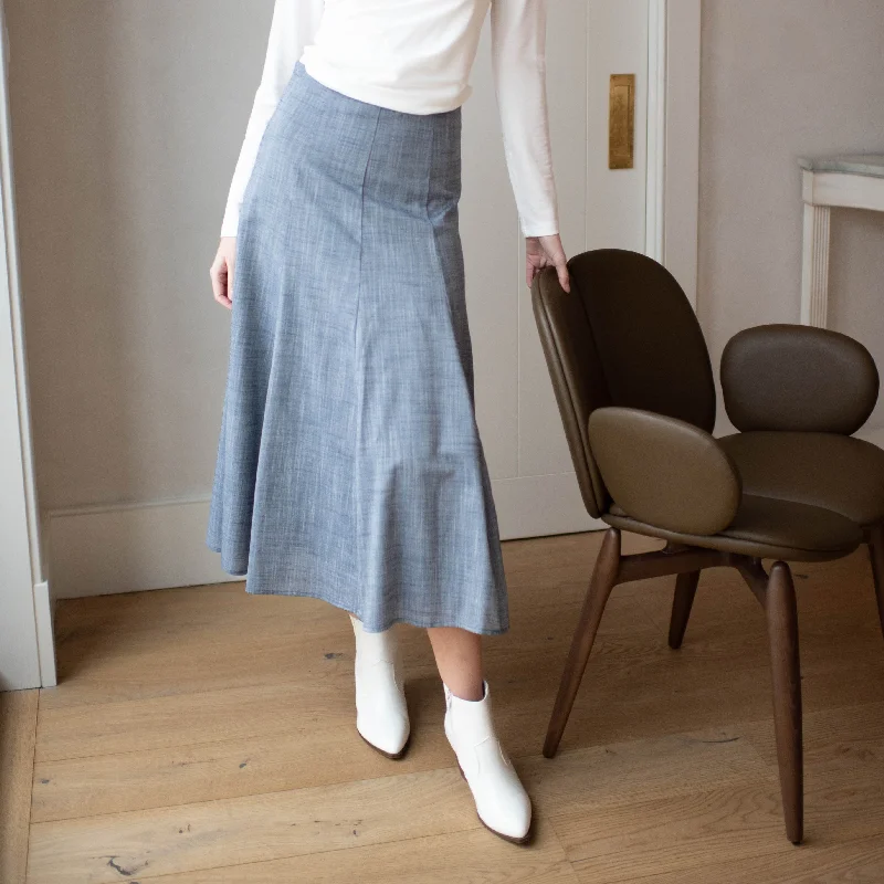 Women's Polka Dot Skirts-Woven Chambray Skirt [Final Sale]