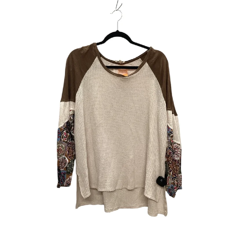 Women's Turtleneck Blouses-Top Long Sleeve By Umgee In Beige, Size: L