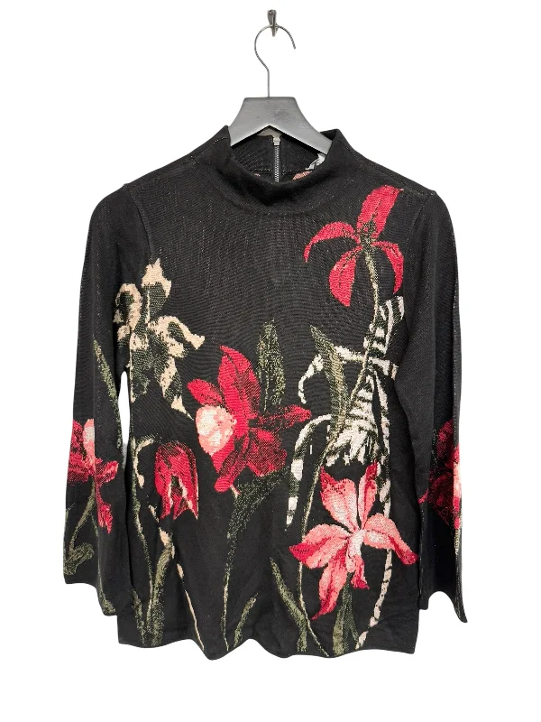 Women's Fringe Ruffle Pullovers-Sweater By Chicos In Floral Print, Size: S