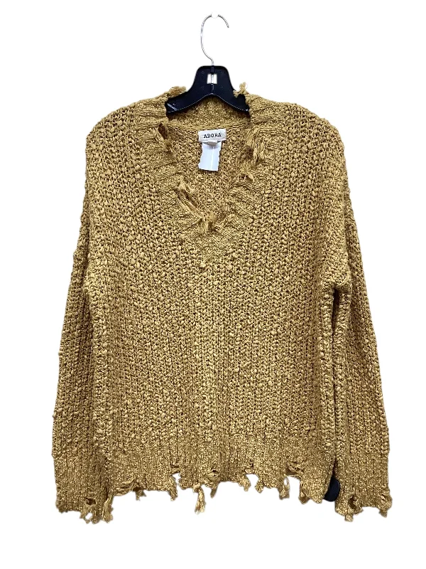 Women's Ribbed Floral Pullovers-Sweater By Clothes Mentor In Yellow, Size: S