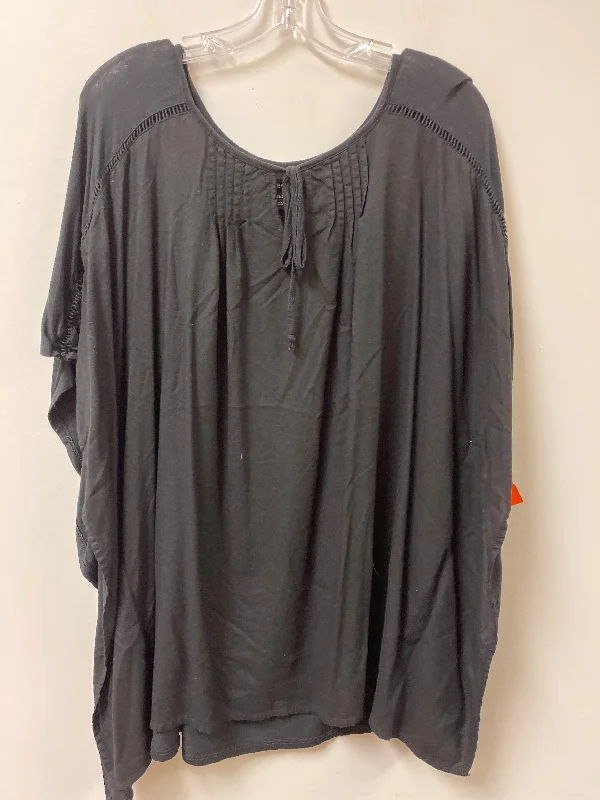 Women's Smocked Blouses-Top Short Sleeve By Lane Bryant In Black, Size: 2x